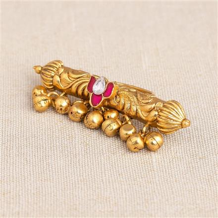 Antique Adjustable Ring With Matte Gold Plating