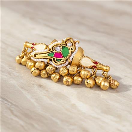 Antique Adjustable Ring With Matte Gold Plating