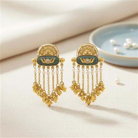 Antique Moti Earring With Matte Gold Plating