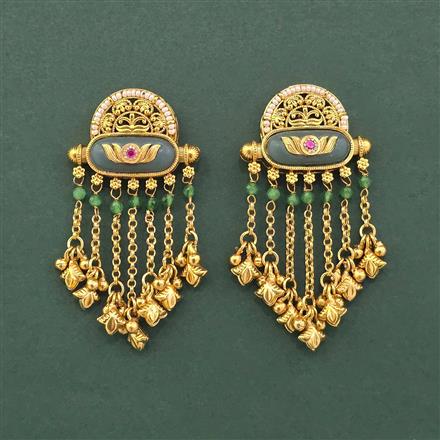 Antique Moti Earring With Matte Gold Plating