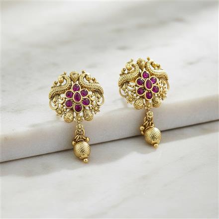 Antique South Indian Earring With Matte Gold Plating