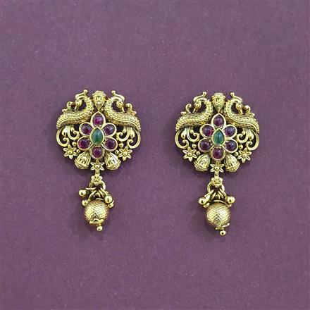 Antique South Indian Earring With Matte Gold Plating