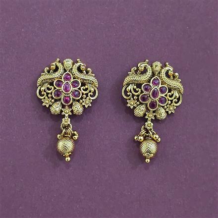 Antique South Indian Earring With Matte Gold Plating