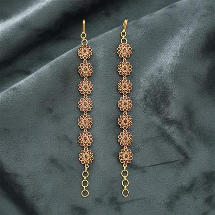Antique South Indian Ear Chain With Matte Gold Plating