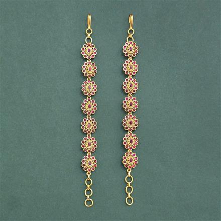 Antique South Indian Ear Chain With Matte Gold Plating