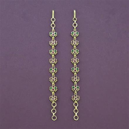 Antique South Indian Ear Chain With Matte Gold Plating