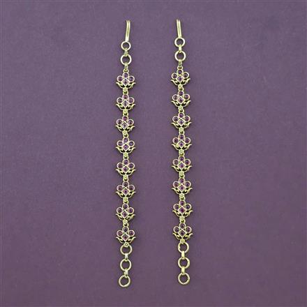 Antique South Indian Ear Chain With Matte Gold Plating