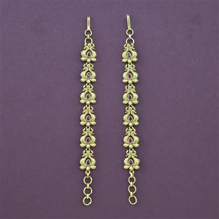 Antique South Indian Ear Chain With Matte Gold Plating