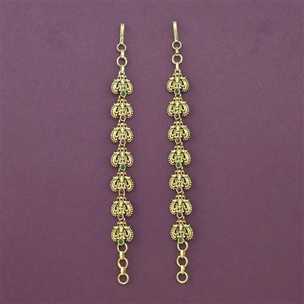 Antique Temple Ear Chain With Matte Gold Plating