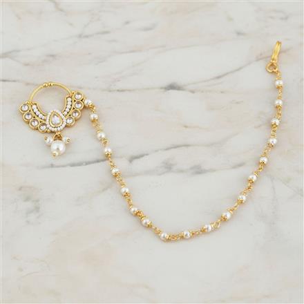 Antique Moti Nose Ring With Gold Plating