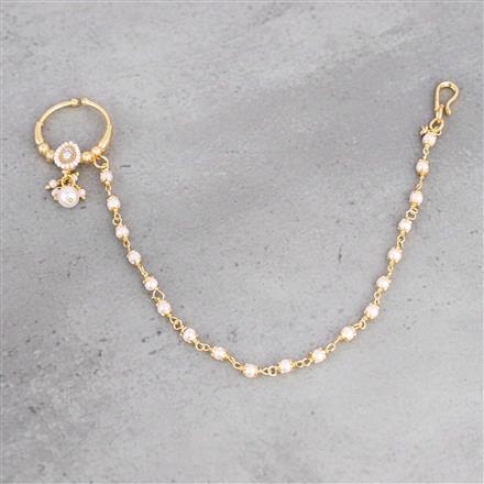 Antique Moti Nose Ring With Gold Plating