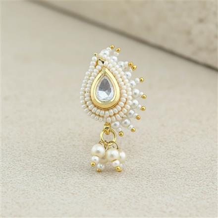 Antique Moti Nose Ring With Gold Plating