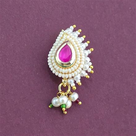 Antique Moti Nose Ring With Gold Plating
