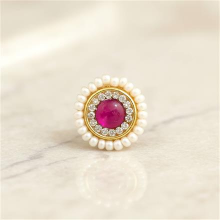 Antique Moti Nose Ring With Gold Plating