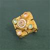 Antique Adjustable Ring With Matte Gold Plating