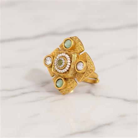 Antique Adjustable Ring With Matte Gold Plating