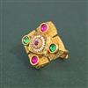 Antique Adjustable Ring With Matte Gold Plating