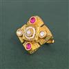 Antique Adjustable Ring With Matte Gold Plating