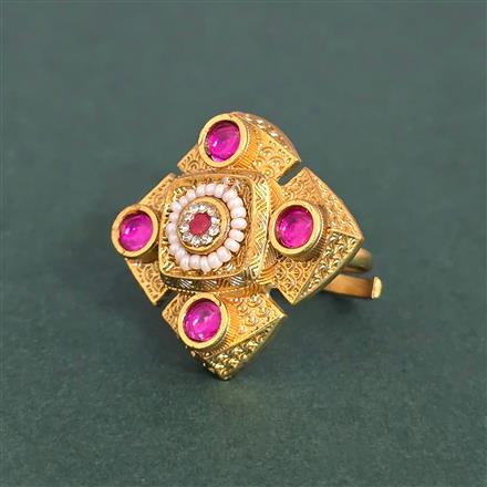 Antique Adjustable Ring With Matte Gold Plating