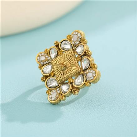 Antique Adjustable Ring With Matte Gold Plating