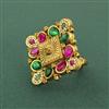 Antique Adjustable Ring With Matte Gold Plating