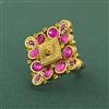 Antique Adjustable Ring With Matte Gold Plating