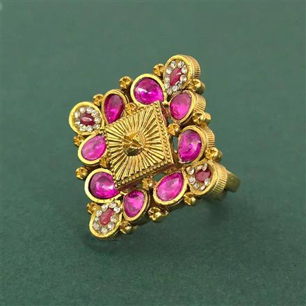 Antique Adjustable Ring With Matte Gold Plating