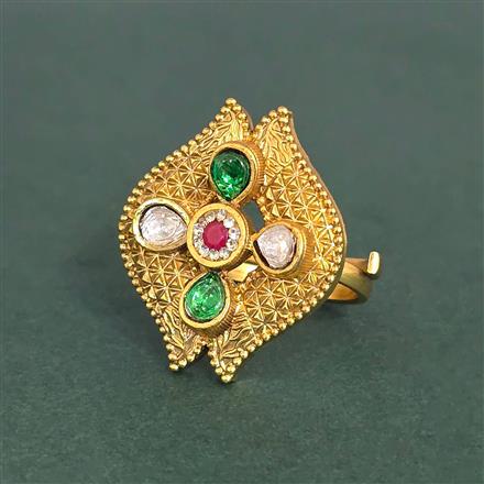 Antique Adjustable Ring With Matte Gold Plating