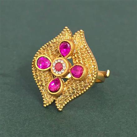 Antique Adjustable Ring With Matte Gold Plating