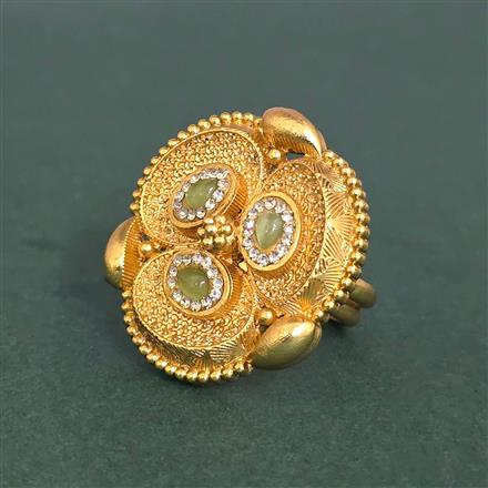 Antique Adjustable Ring With Matte Gold Plating