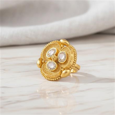 Antique Adjustable Ring With Matte Gold Plating
