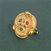 Antique Adjustable Ring With Matte Gold Plating