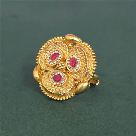 Antique Adjustable Ring With Matte Gold Plating