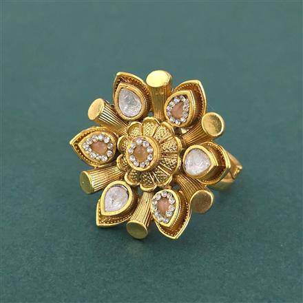 Antique Adjustable Ring With Matte Gold Plating