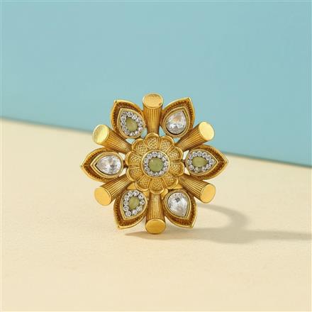 Antique Adjustable Ring With Matte Gold Plating