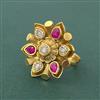 Antique Adjustable Ring With Matte Gold Plating