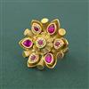 Antique Adjustable Ring With Matte Gold Plating