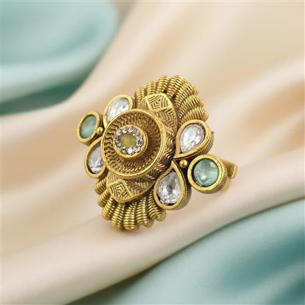 Antique Adjustable Ring With Matte Gold Plating