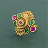 Antique Adjustable Ring With Matte Gold Plating