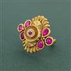 Antique Adjustable Ring With Matte Gold Plating