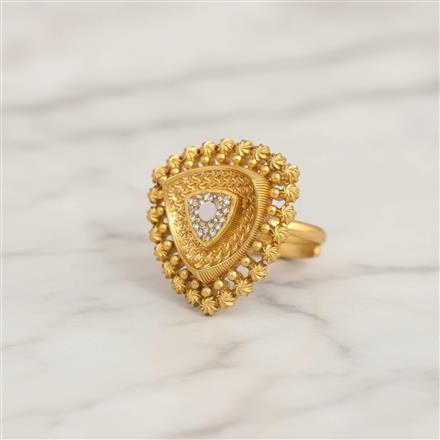 Antique Adjustable Ring With Matte Gold Plating