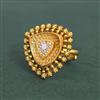 Antique Adjustable Ring With Matte Gold Plating