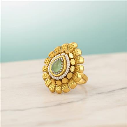 Antique Adjustable Ring With Matte Gold Plating