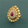 Antique Adjustable Ring With Matte Gold Plating