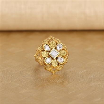 Antique Adjustable Ring With Matte Gold Plating
