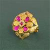 Antique Adjustable Ring With Matte Gold Plating