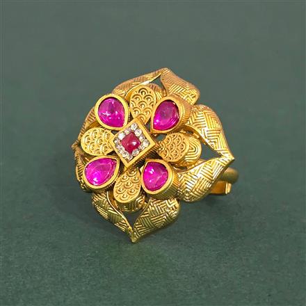 Antique Adjustable Ring With Matte Gold Plating