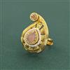 Antique Adjustable Ring With Matte Gold Plating