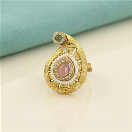 Antique Adjustable Ring With Matte Gold Plating