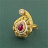 Antique Adjustable Ring With Matte Gold Plating